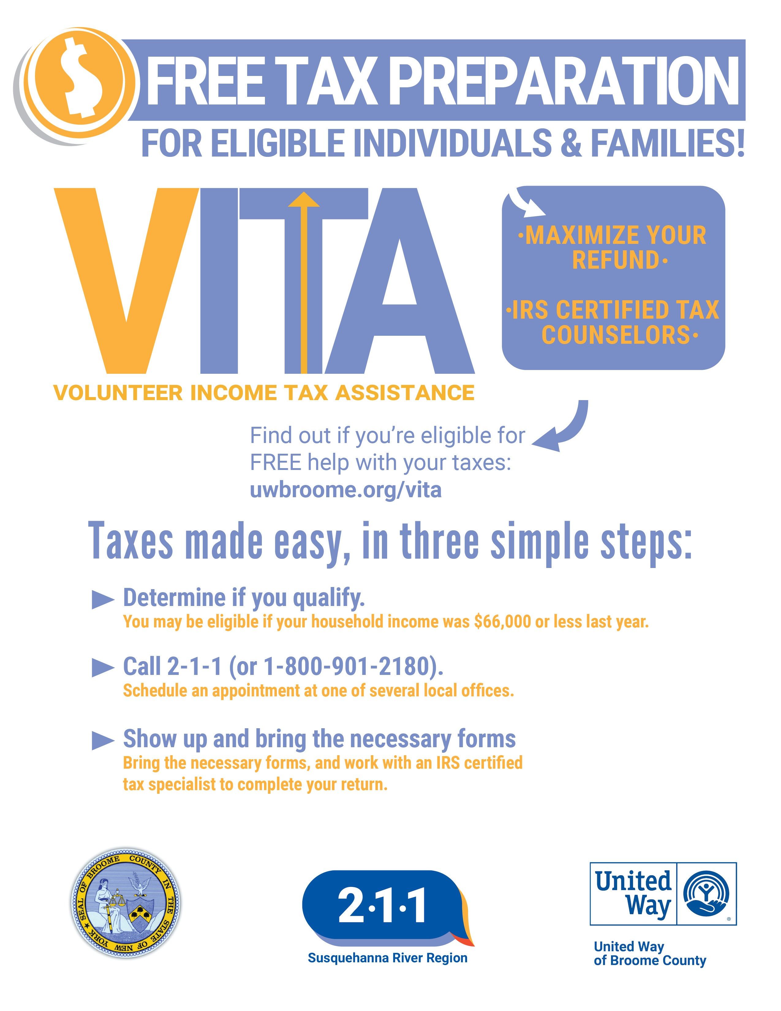 United Way of Broome County Presents Free Tax Preparation Service To